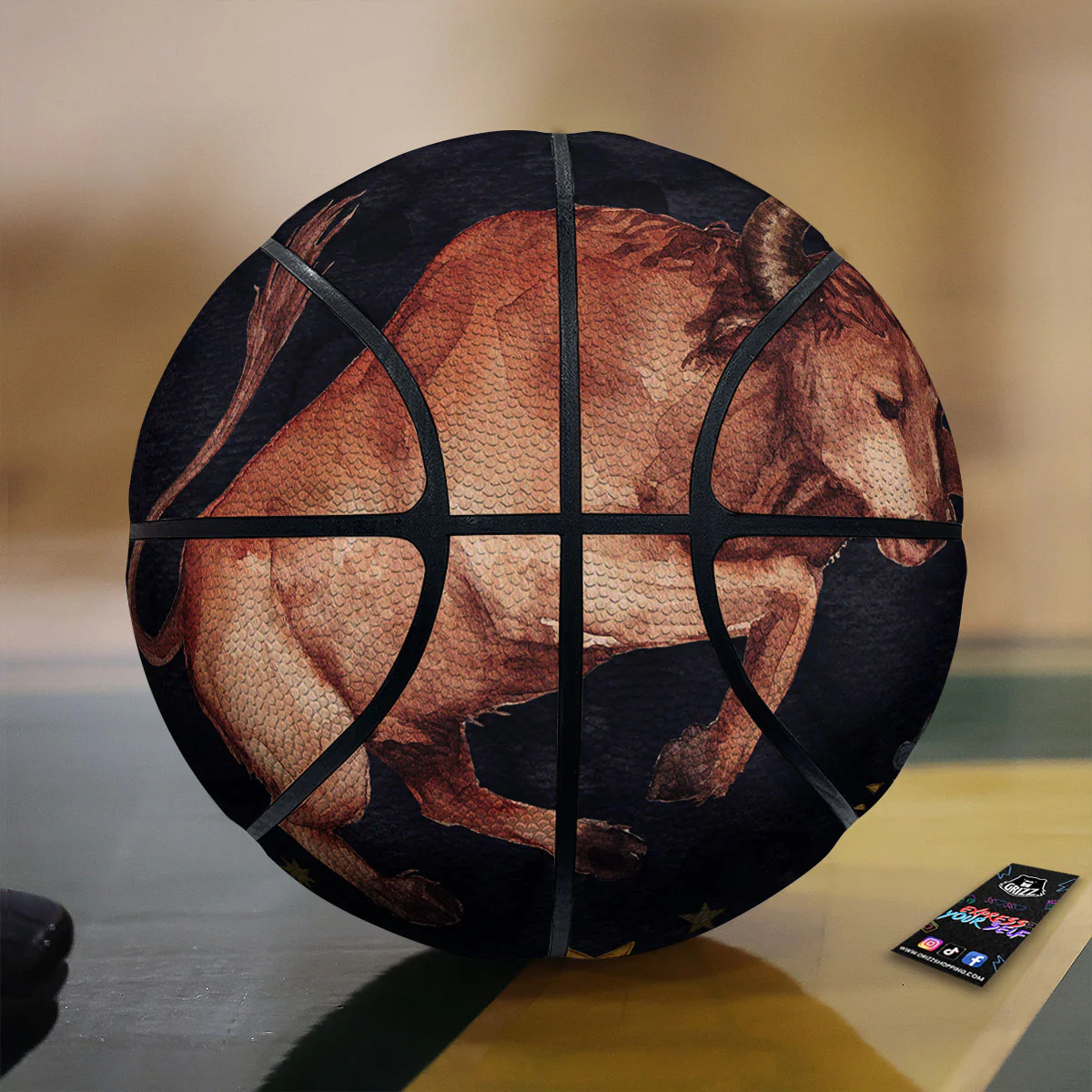 Zodiac Sign Watercolor Taurus Print Basketball