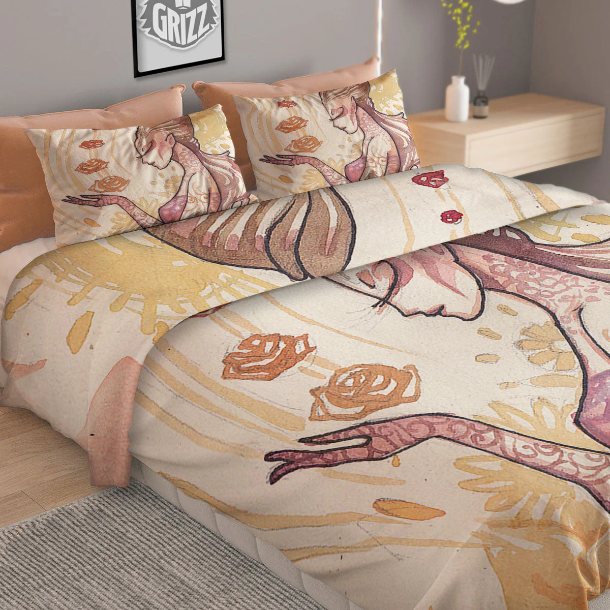 Zodiac Sign Watercolor Virgo Print Duvet Cover Bedding Set - Image 2