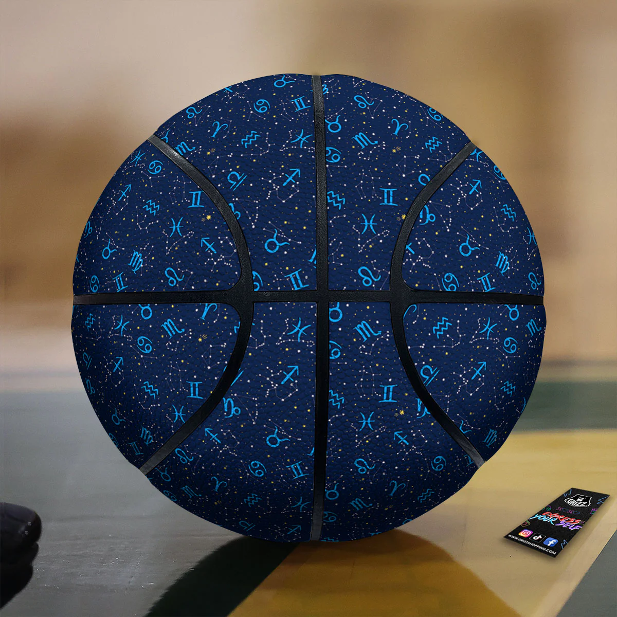Zodiac Symbols Blue Print Pattern Basketball