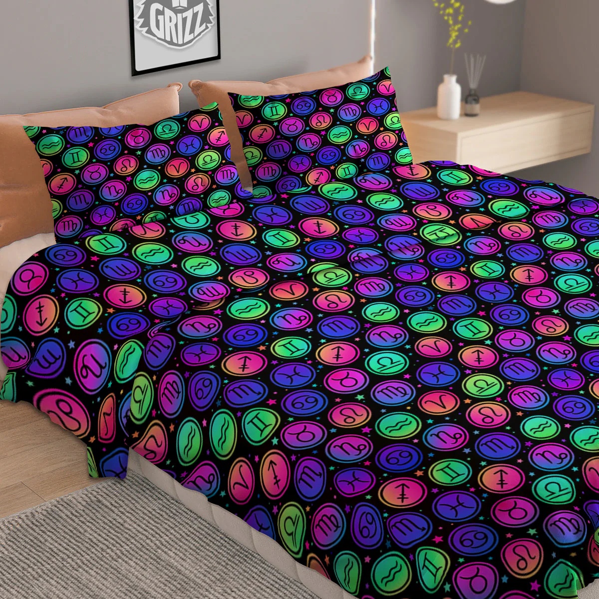 Zodiac Symbols Colorful Print Pattern Duvet Cover Bedding Set - Image 2
