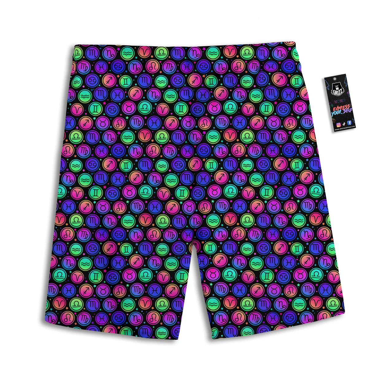 Zodiac Symbols Colorful Print Pattern Men's Athletic Shorts - Image 2