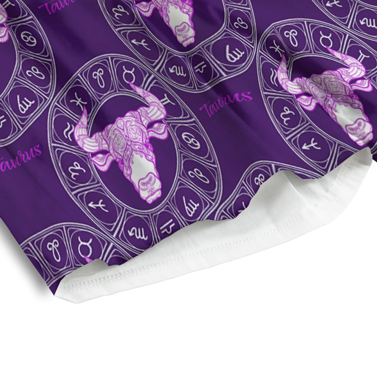 Zodiac Taurus Purple Print Pattern Men's Athletic Shorts - Image 4