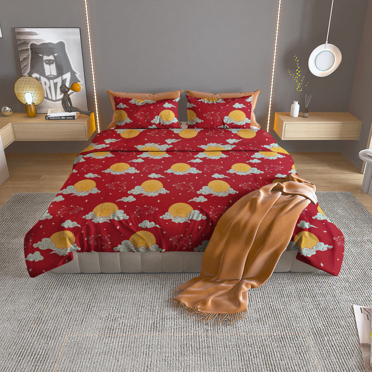 Zodiac Taurus Sky Chinese Year Print Pattern Duvet Cover Bedding Set