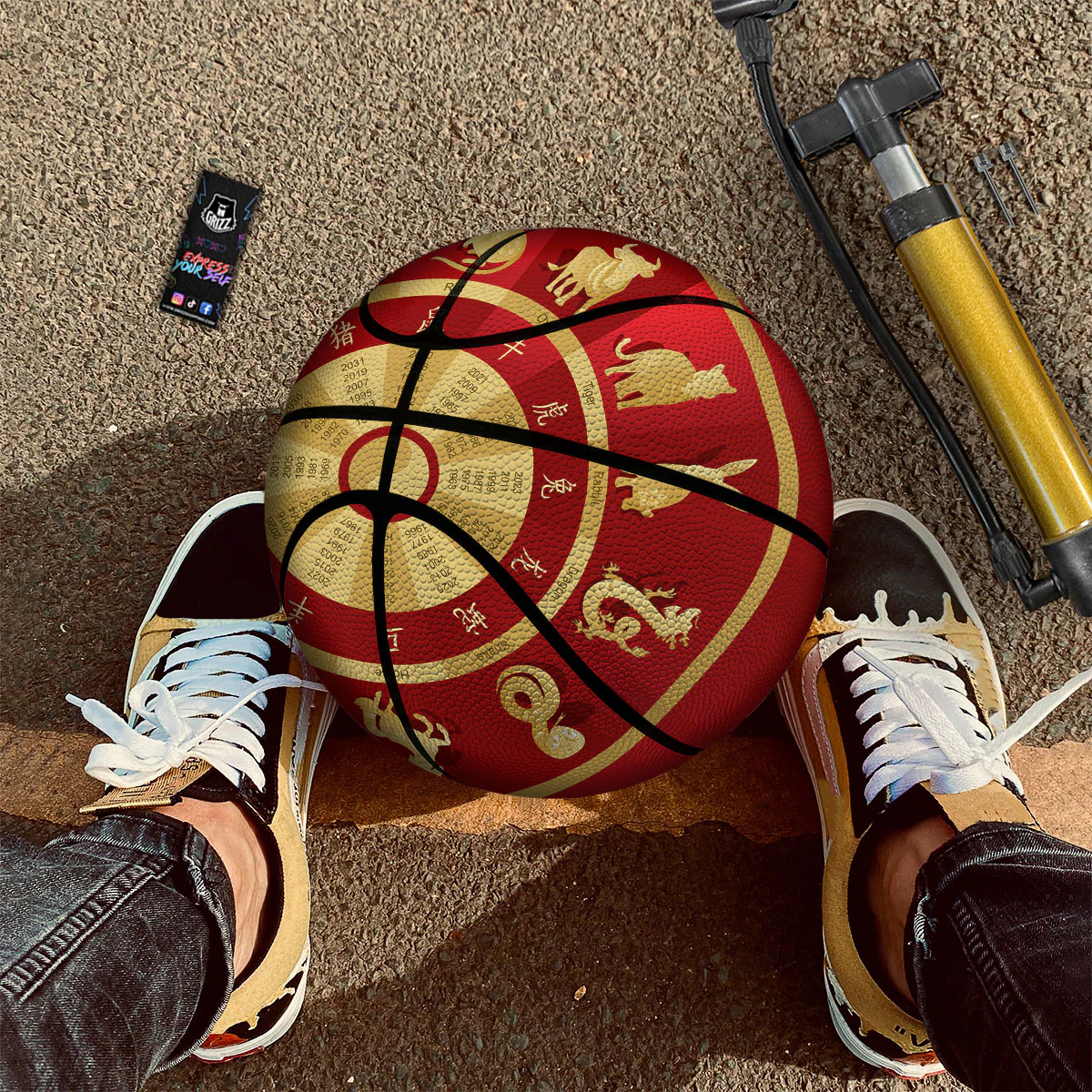 Zodiac Wheel Red Chinese Print Basketball - Image 2