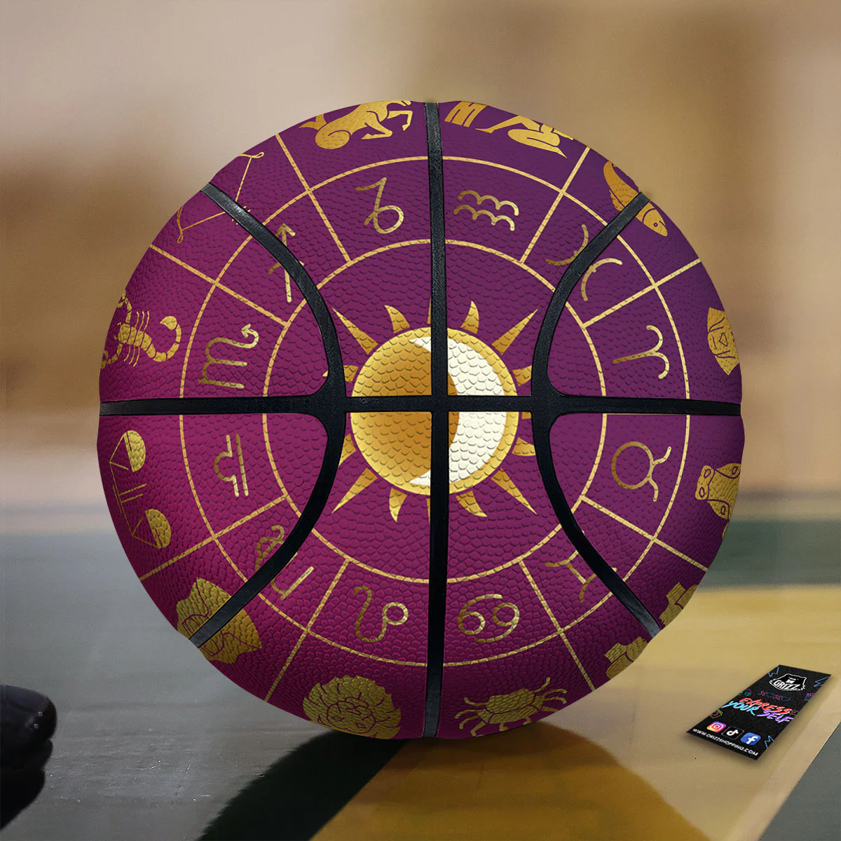 Zodiac Wheel Symbols Print Basketball