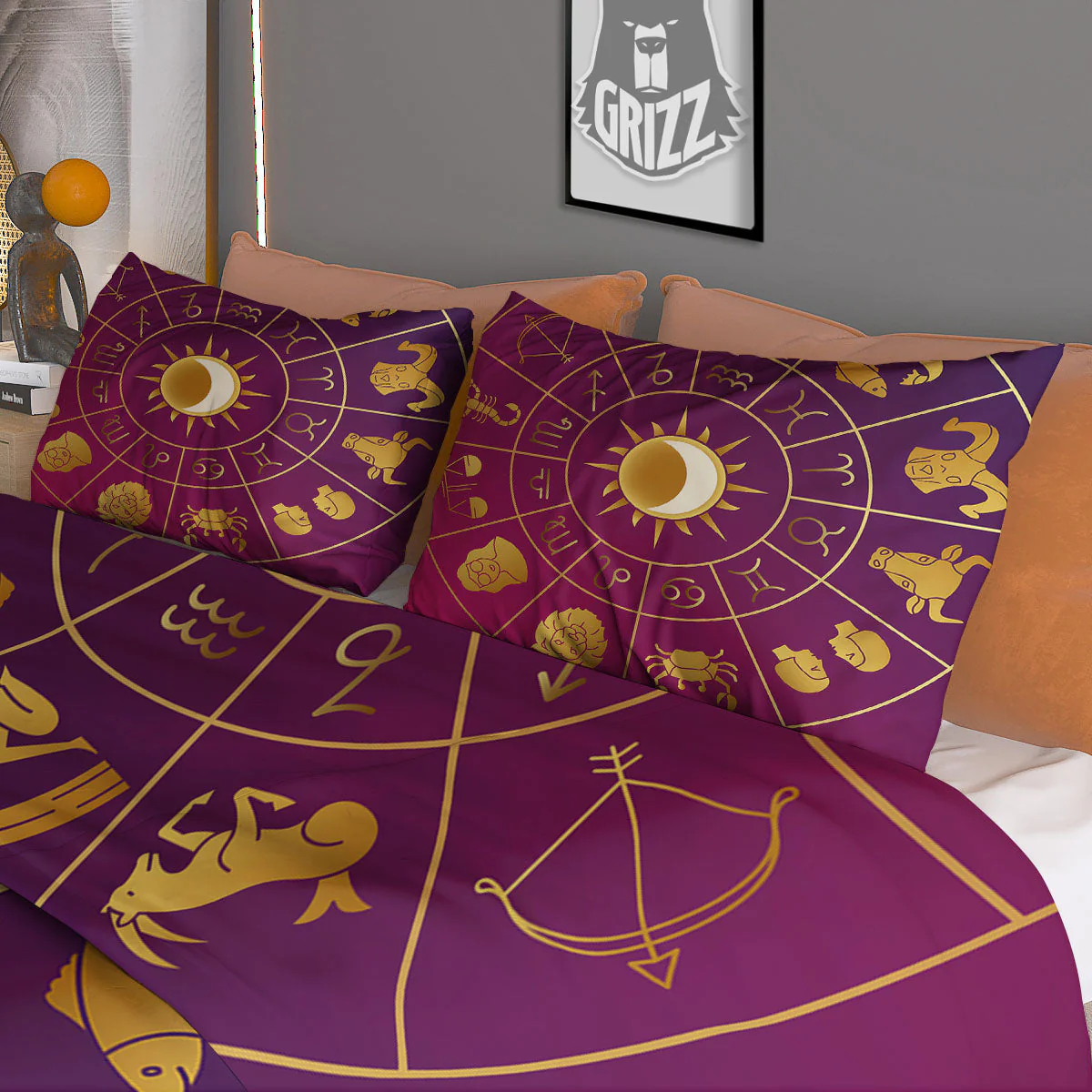Zodiac Wheel Symbols Print Duvet Cover Bedding Set - Image 3