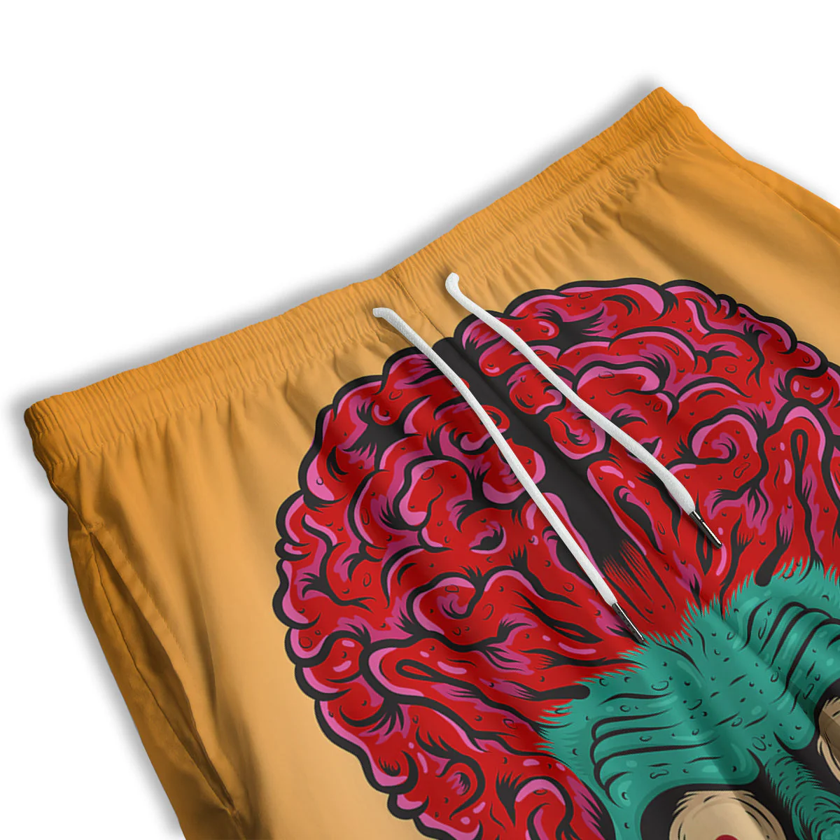 Zombie Big Brain Print Men's Athletic Shorts - Image 3