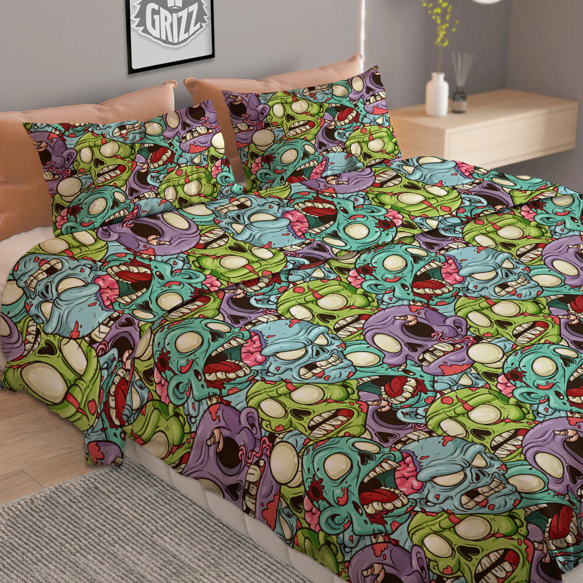 Zombie Bloody Print Pattern Duvet Cover Bedding Set - Image 2