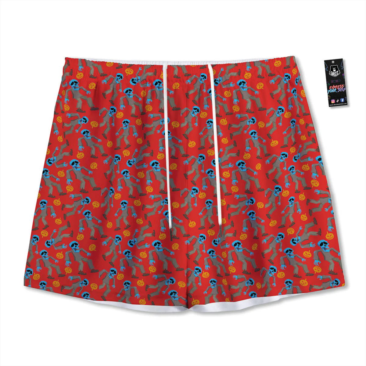 Zombie Blue Print Pattern Mesh Shorts