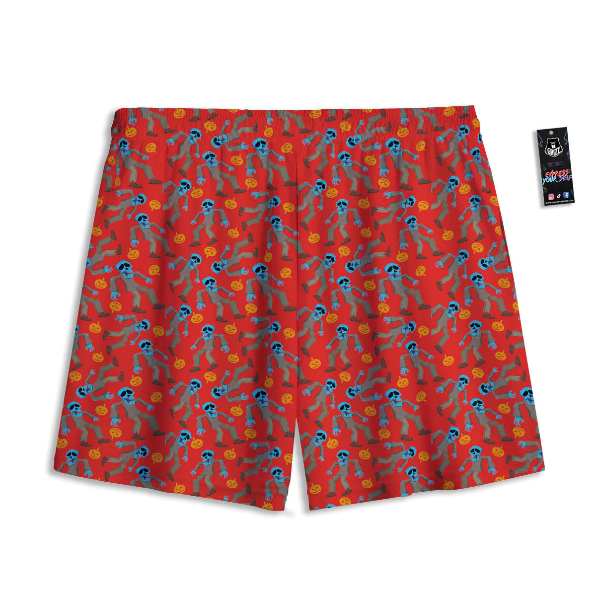 Zombie Blue Print Pattern Mesh Shorts - Image 2