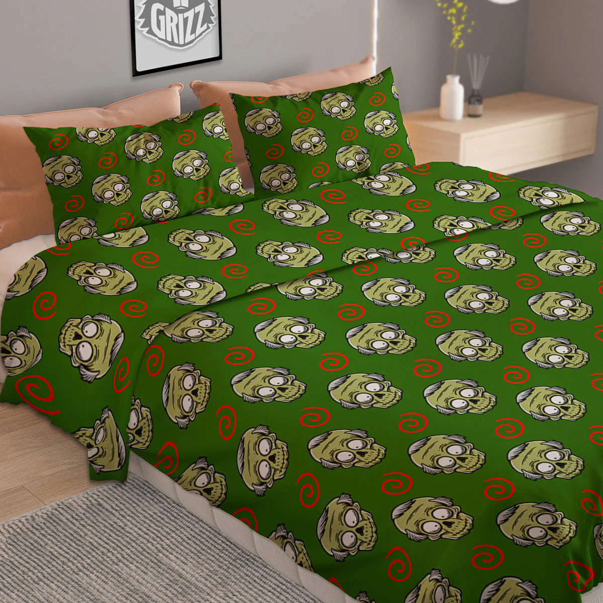 Zombie Cartoon Print Pattern Duvet Cover Bedding Set - Image 2