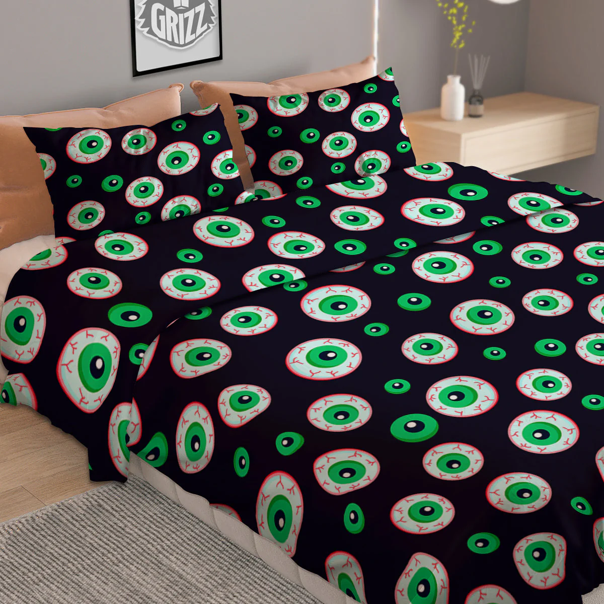 Zombie Eyeball Print Pattern Duvet Cover Bedding Set - Image 2