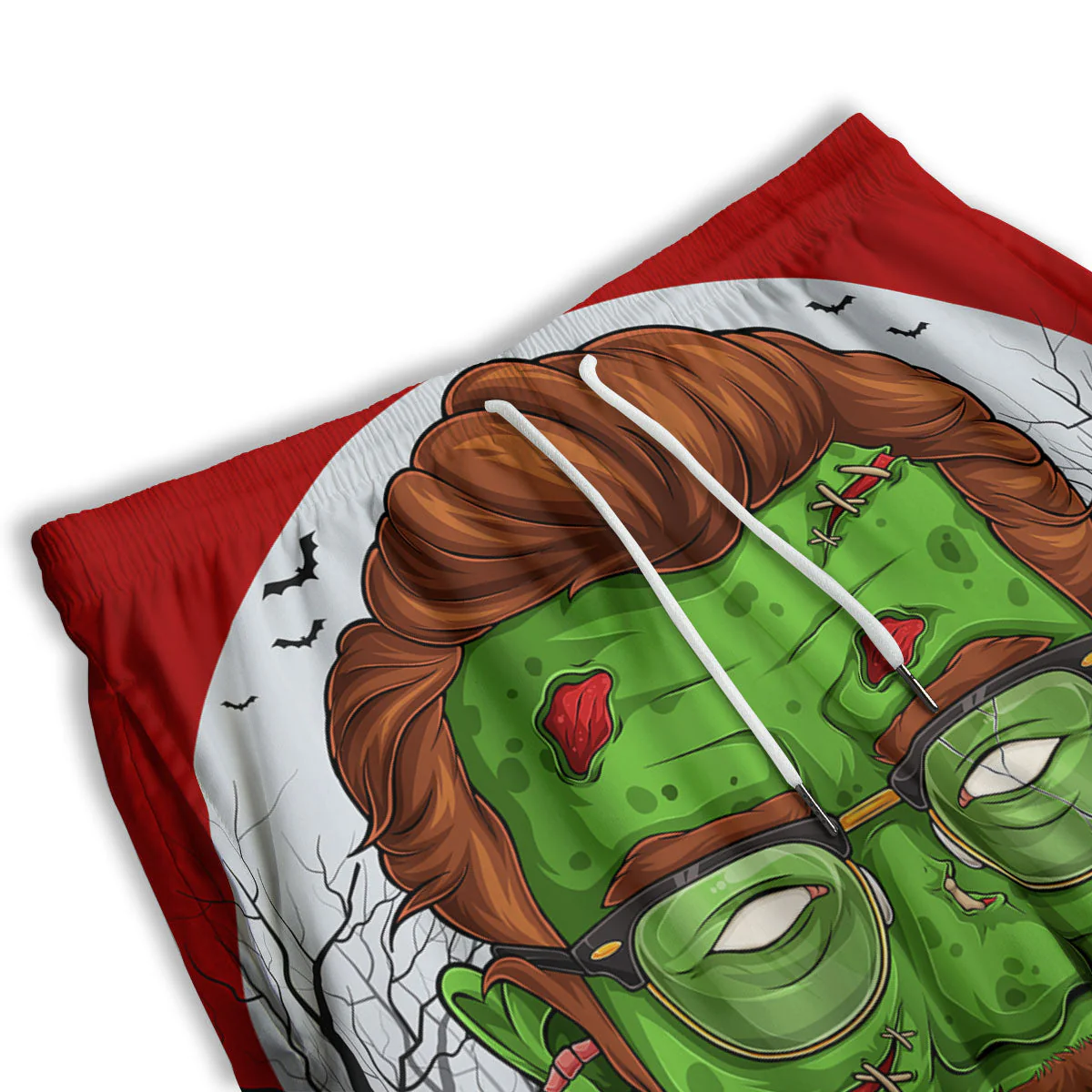 Zombie Face Halloween Character Print Men's Athletic Shorts - Image 3