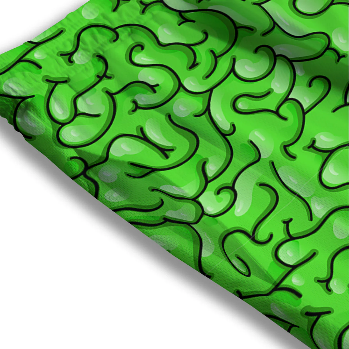 Zombie Green Brain Print Pattern Mesh Shorts - Image 3