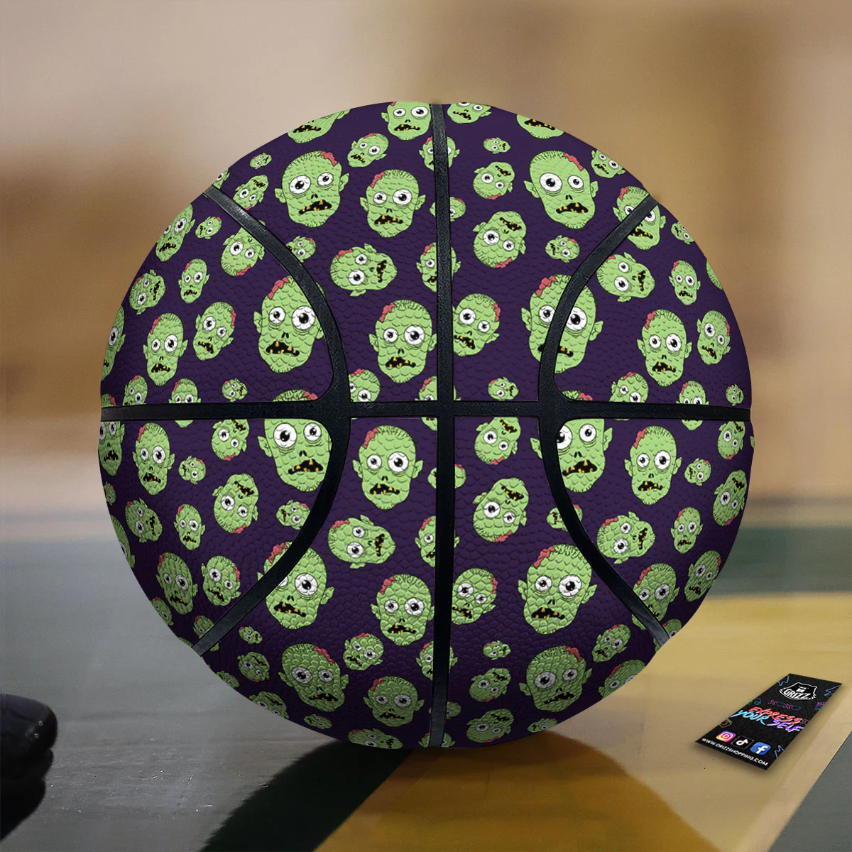 Zombie Green Print Pattern Basketball