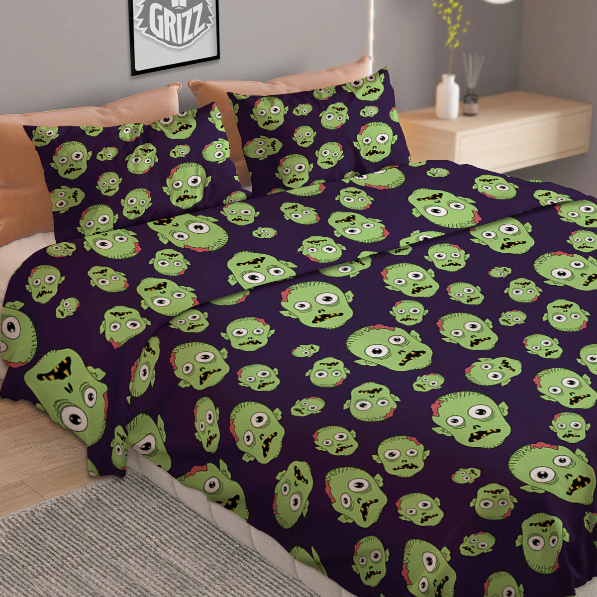 Zombie Green Print Pattern Duvet Cover Bedding Set - Image 2