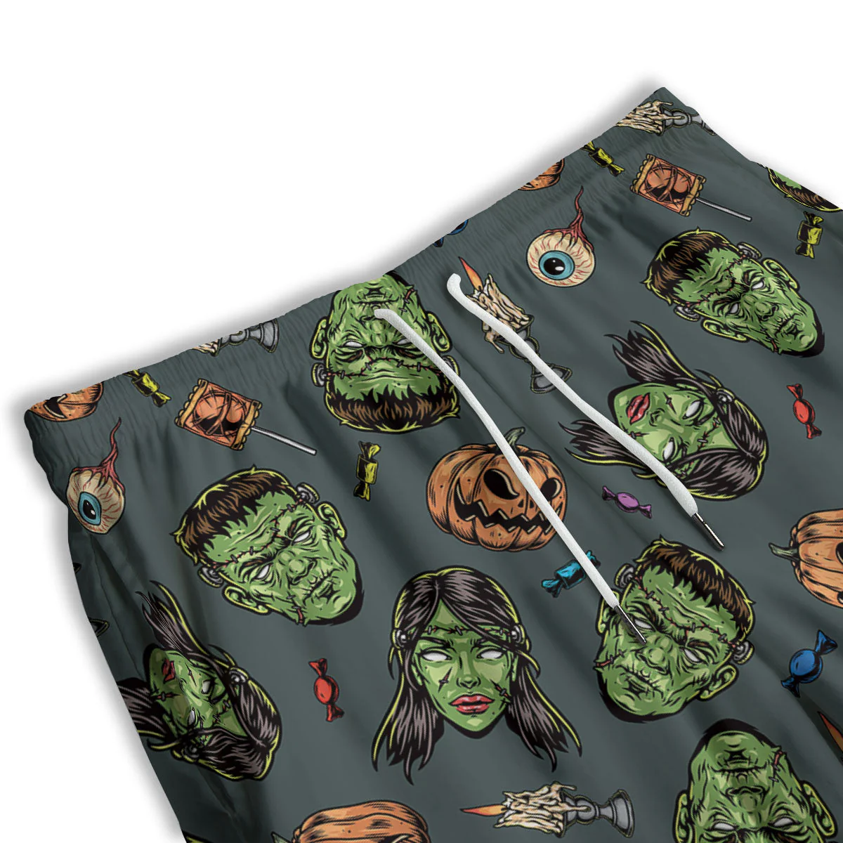 Zombie Halloween Print Pattern Men's Athletic Shorts - Image 3