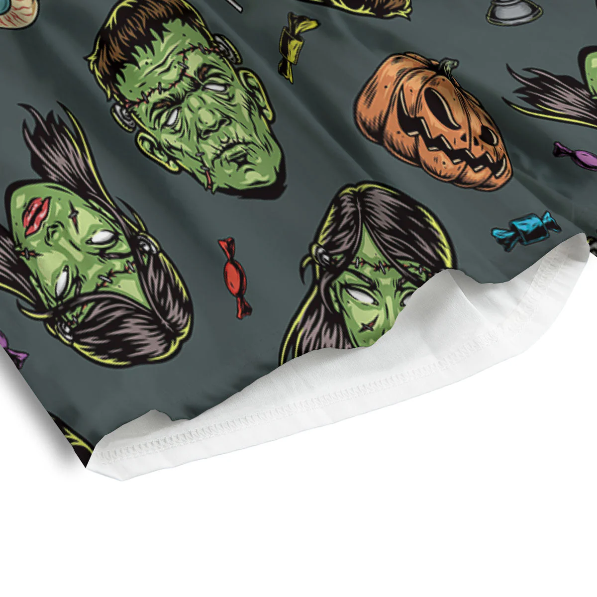 Zombie Halloween Print Pattern Men's Athletic Shorts - Image 4