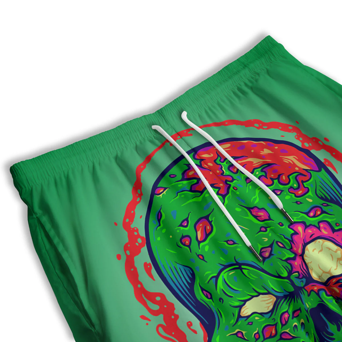 Zombie Halloween Skull Print Men's Athletic Shorts - Image 3
