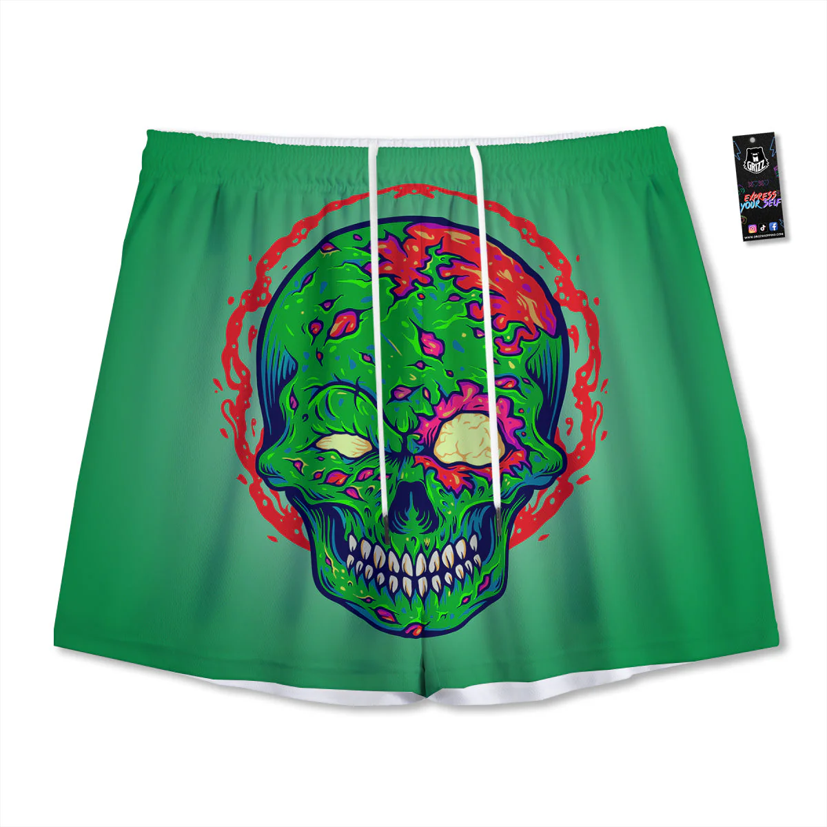 Zombie Halloween Skull Print Mesh Shorts
