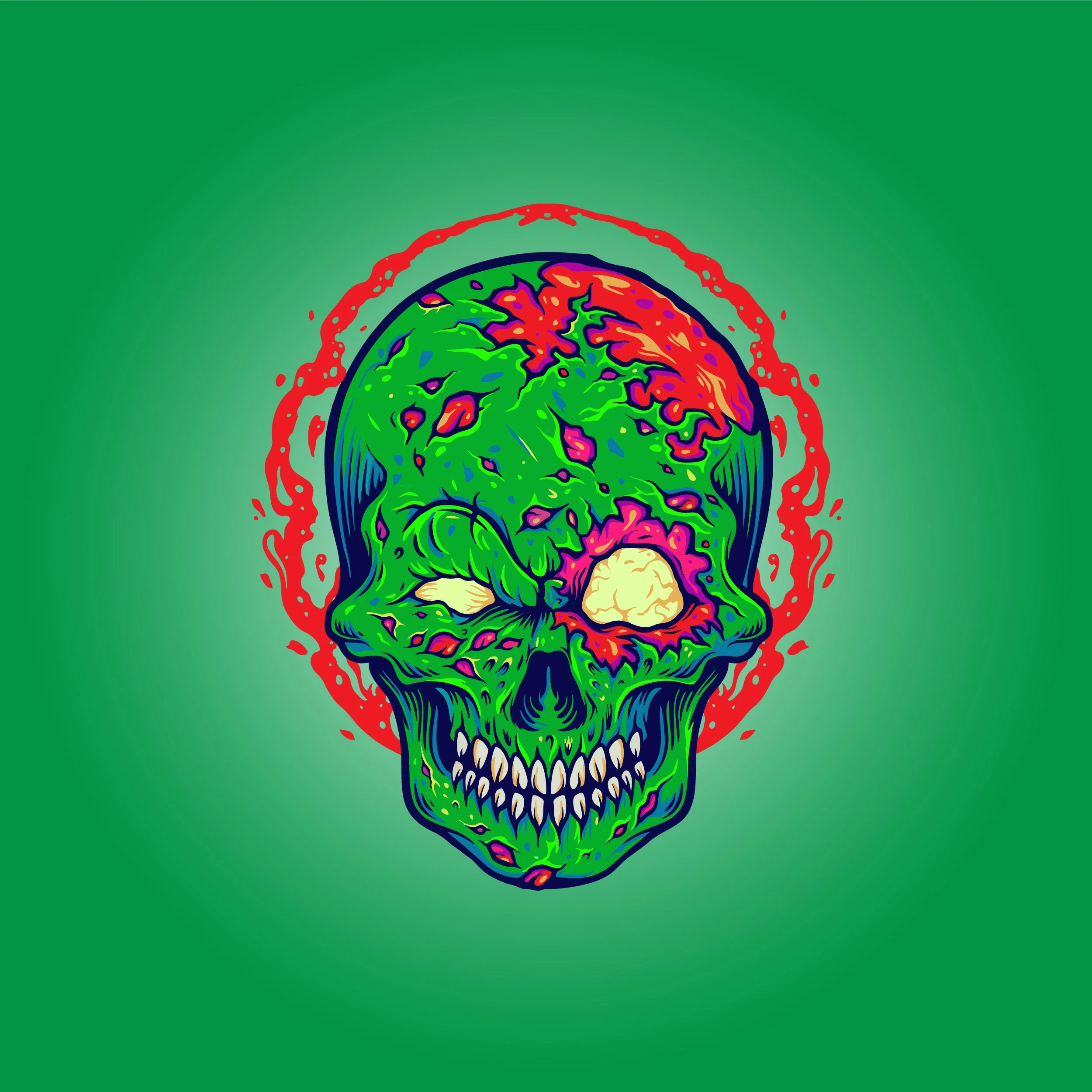 Zombie Halloween Skull Print Mesh Shorts - Image 3