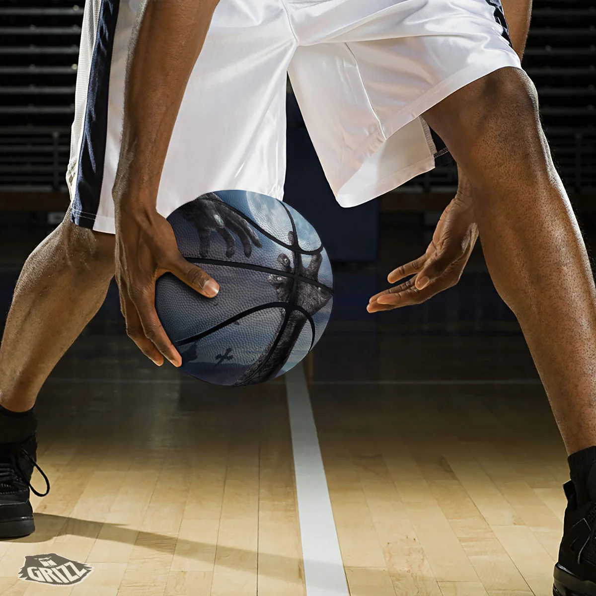 Zombie Hands Halloween Print Basketball - Image 3