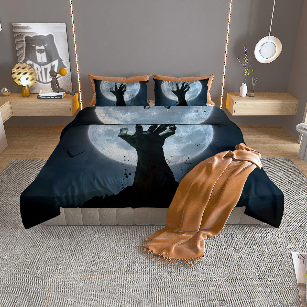 Zombie Hands Scary Print Duvet Cover Bedding Set