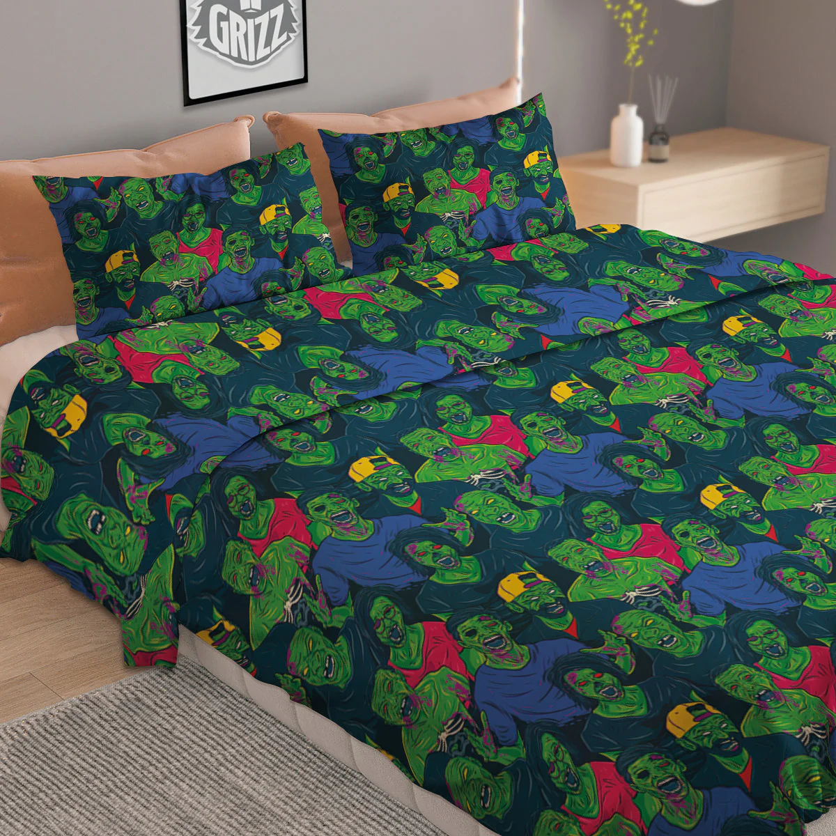 Zombie Print Pattern Duvet Cover Bedding Set - Image 2