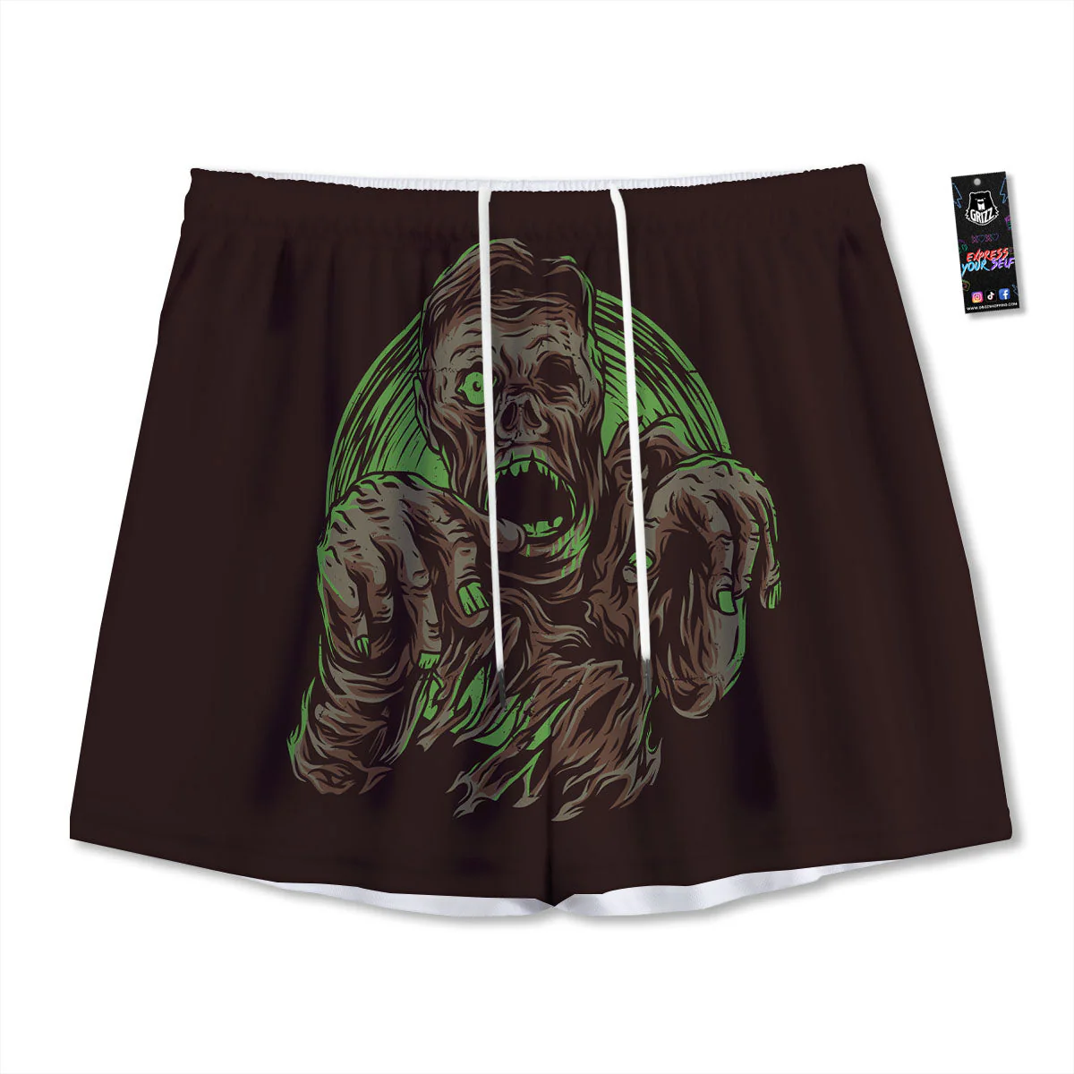 Zombie Walking Green Print Mesh Shorts