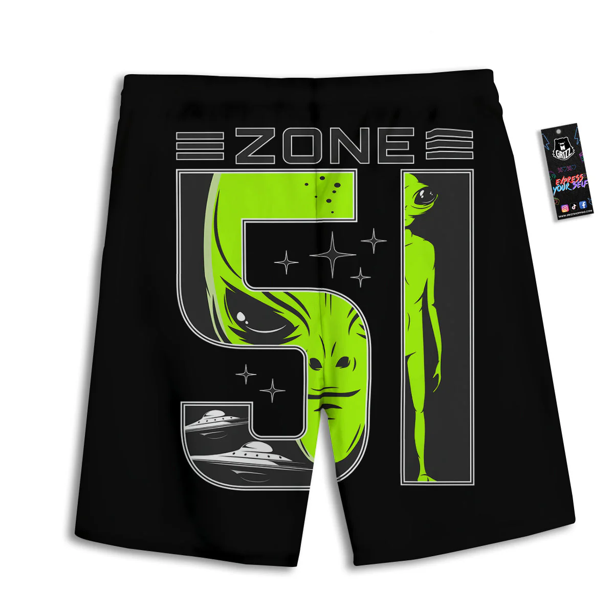 Zone 51 Alien And UFO Print Men's Athletic Shorts - Image 2